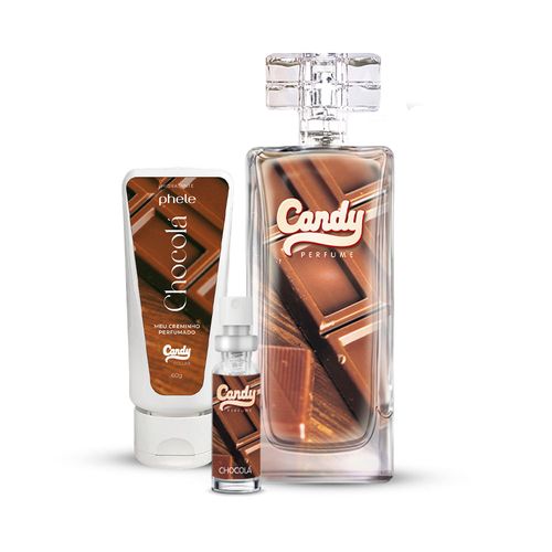 Kit Necessaire Chocolate: Perfume 55ml + Creminho 60g + Perfume de bolso